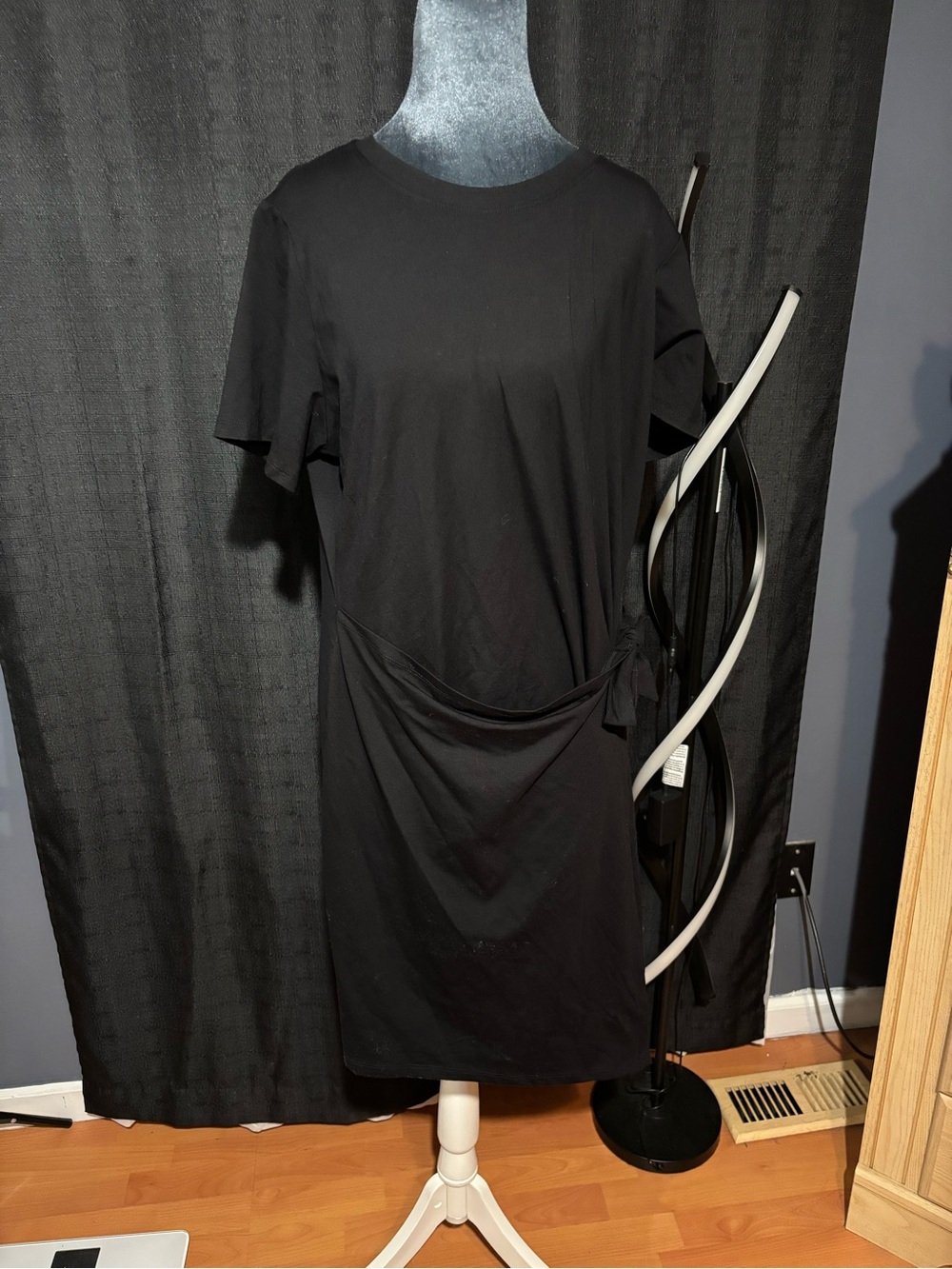Threads 4 Thought Black Tie-Wrap Short Sleeve Mini Dress - Picture 2 of 6
